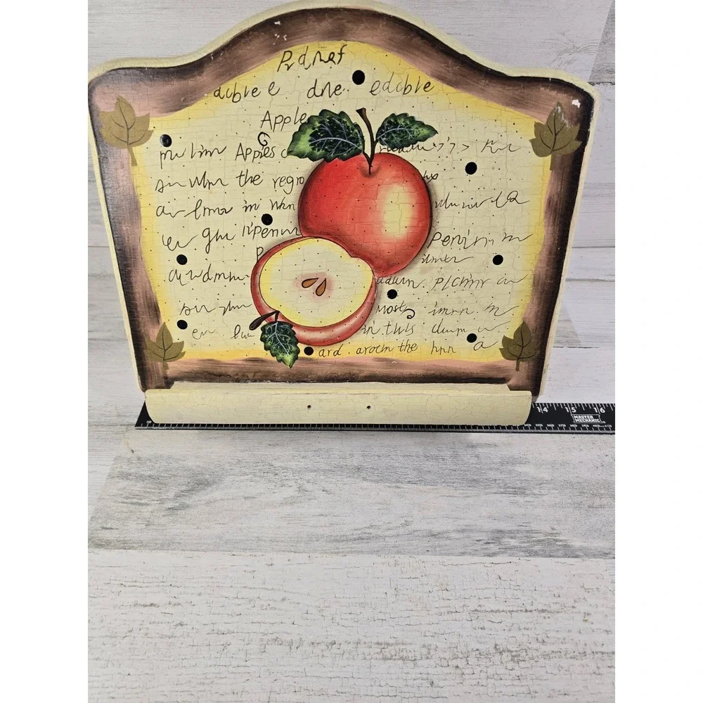 Thomas Pacconi Classics Wood Cookbook Stand Apple Hand Painted Farmhouse Cream
